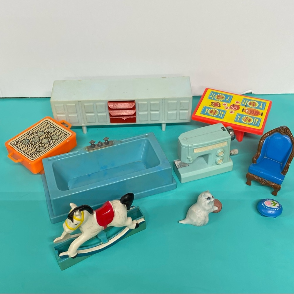 Vintage lot of doll furniture Fisher Price, Mattel, Hong Kong, etc. collection